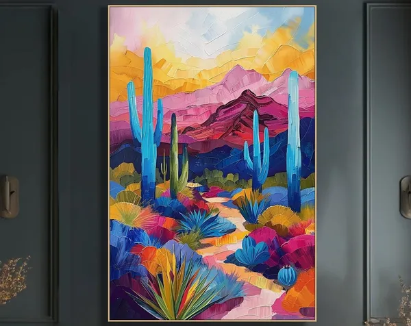 Abstract Cactus Flower, Modern Impressionist Art Print