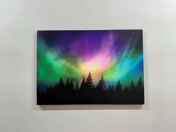 Aurora Borealis Forest Bohemian Nature Art Print