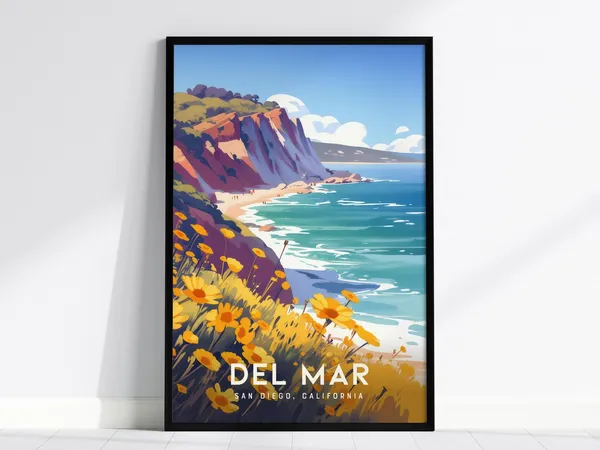 Del Mar Coastal San Diego Travel Poster Art Print