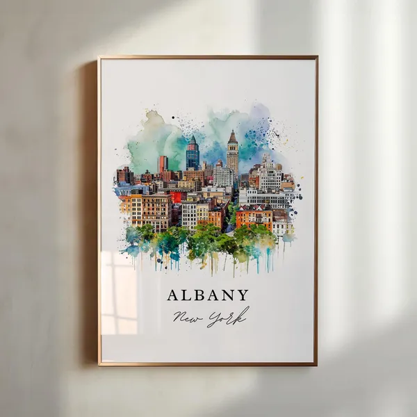 Albany, New York Watercolor Travel Poster