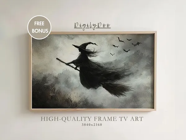 Halloween Vintage Witch Art Print, Dark Academia