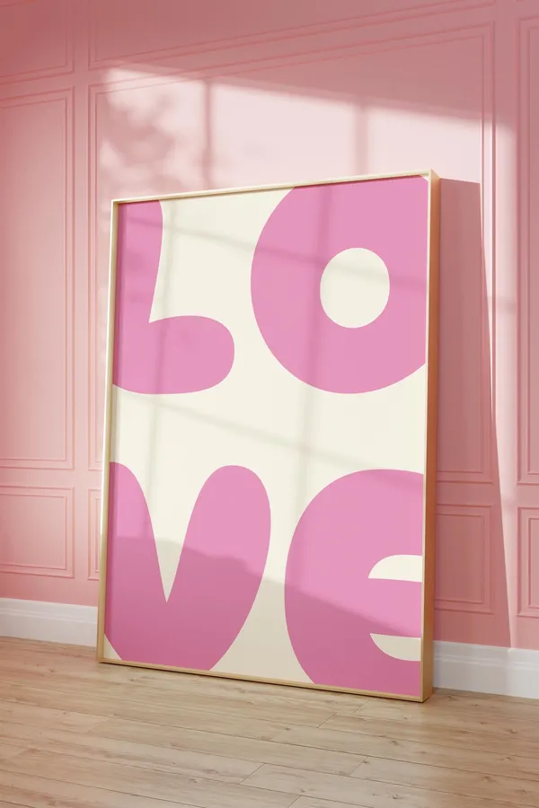Pink Love 70s Retro Poster Print