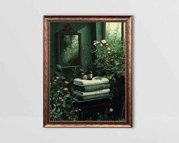 Botanical Wildflowers Bathroom Wall Art Print, Dark Green