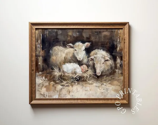 Nativity Scene Christian Christmas Wall Art Print