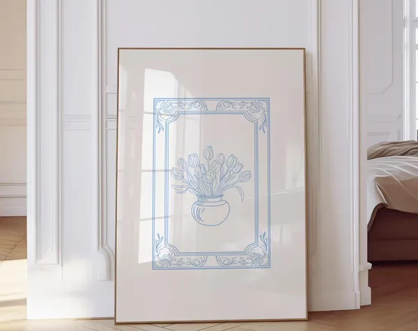 Vintage Tulip Illustration Art Print, Botanical Decor