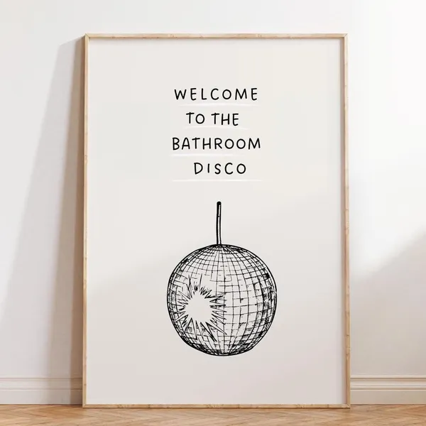 Bathroom Disco Print, Minimalist Bathroom Decor