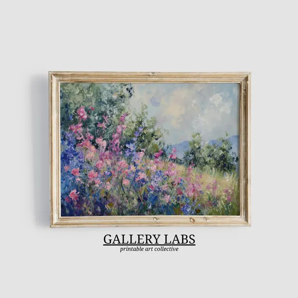 Spring Meadow Floral Art Print, Vintage Farmhouse Decor