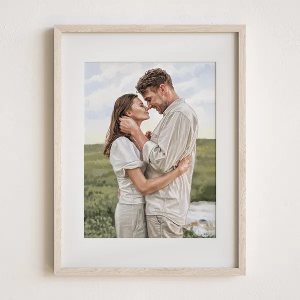 Custom Couple Portrait Watercolor Anniversary Art Print