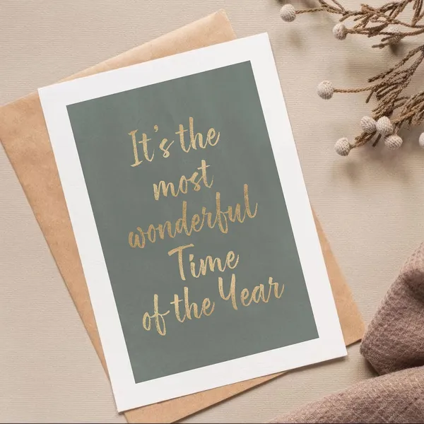Most Wonderful Time Christmas Typography Poster