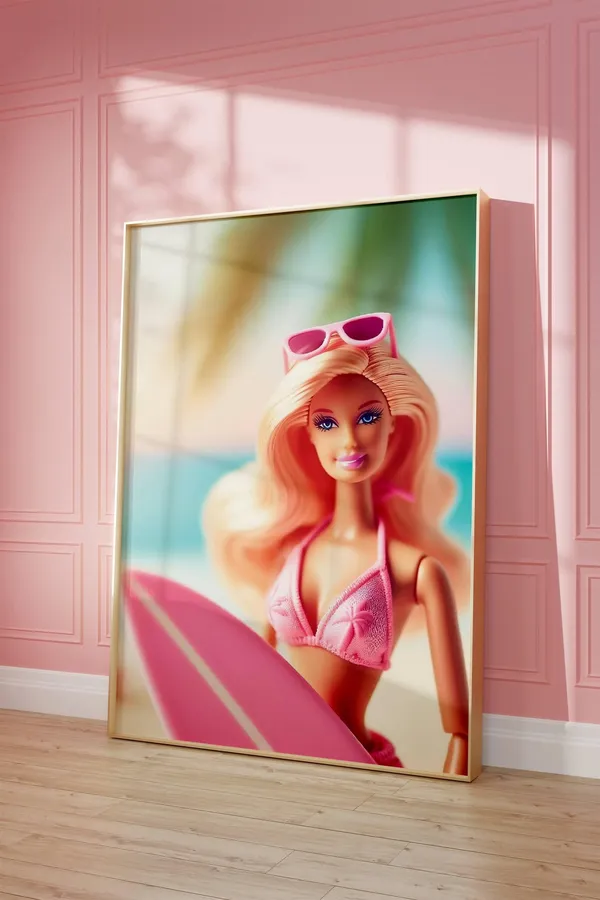 Blonde Beach Babe Retro Summer Poster