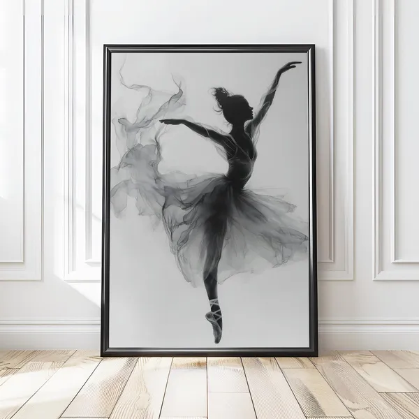 Ballerina Black and White Minimalist Art Print