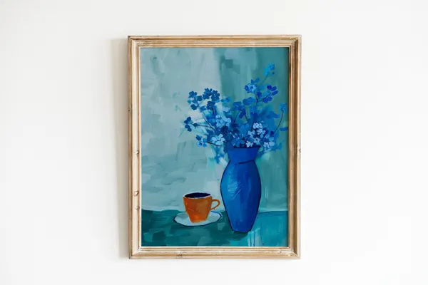 Coffee Abstract Kitchen Art Print, Boho Chic Floral
