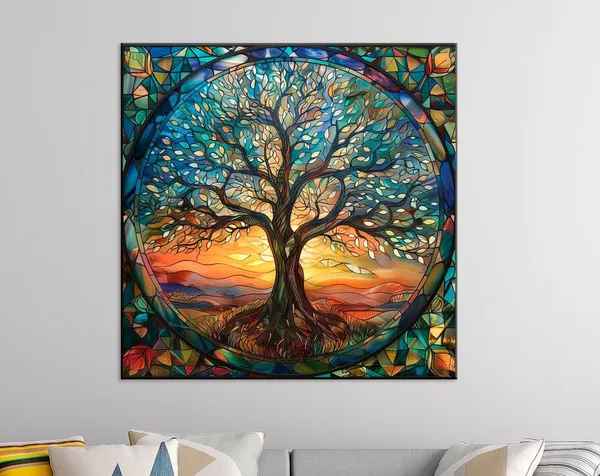 Tree of Life, Colorful Vibrant Sunset Art Print
