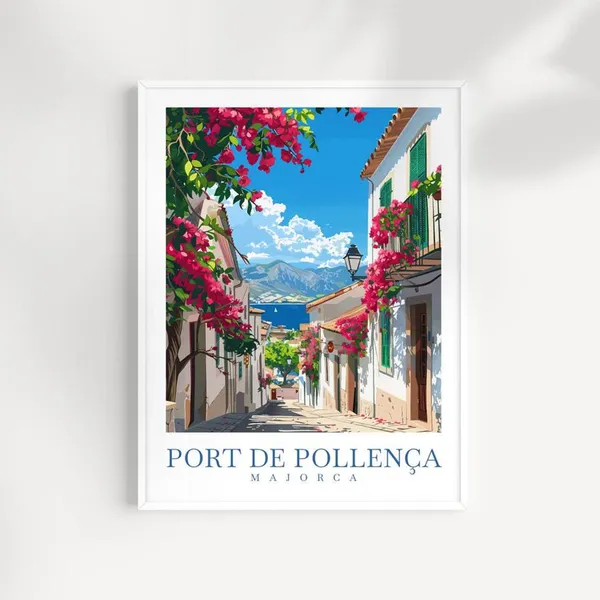 Port De Pollenca Travel Poster, Mallorca Wall Decor
