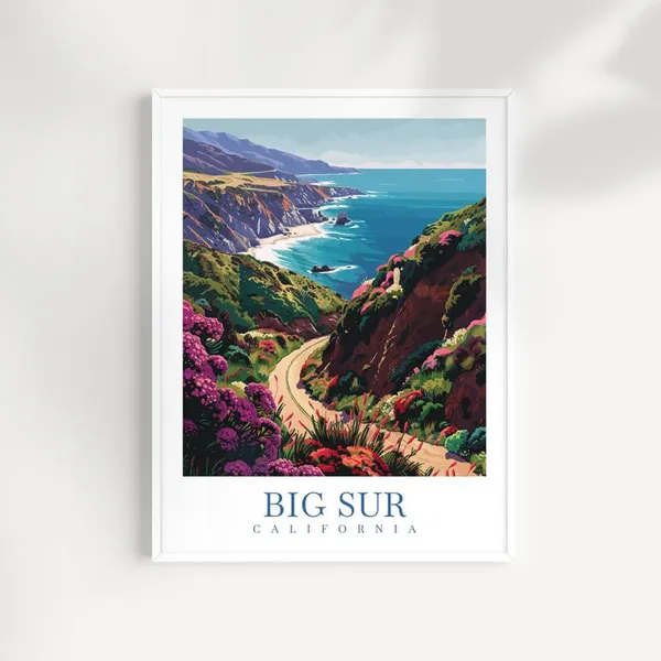 Big Sur Travel Poster, California Wall Decor