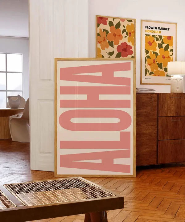 Aloha Typography Poster, Hawaiian Wall Decor