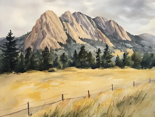 Flatirons Boulder Colorado Watercolor Art Print