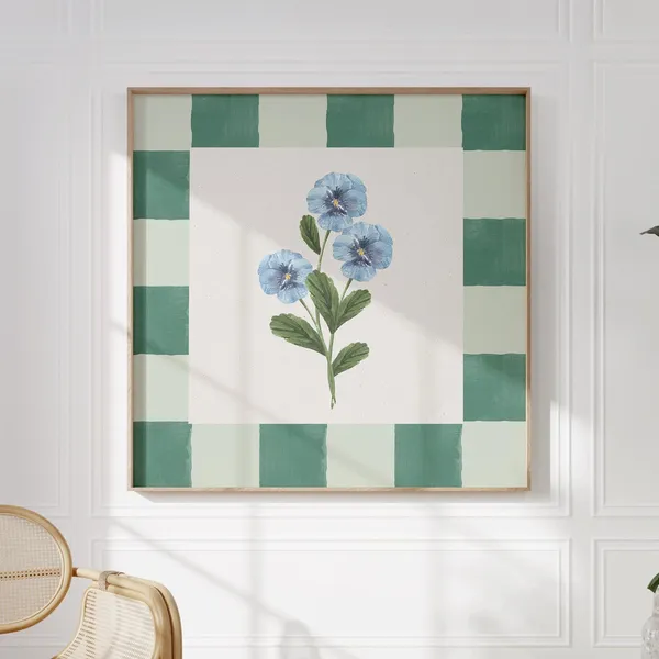 Checker Blue Wildflower Botanical Art Print
