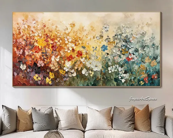 Abstract Floral Oil Painting, Bedroom Wall Art Print