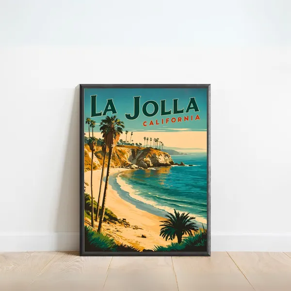 La Jolla Cove Vintage Travel Poster, California Art Print