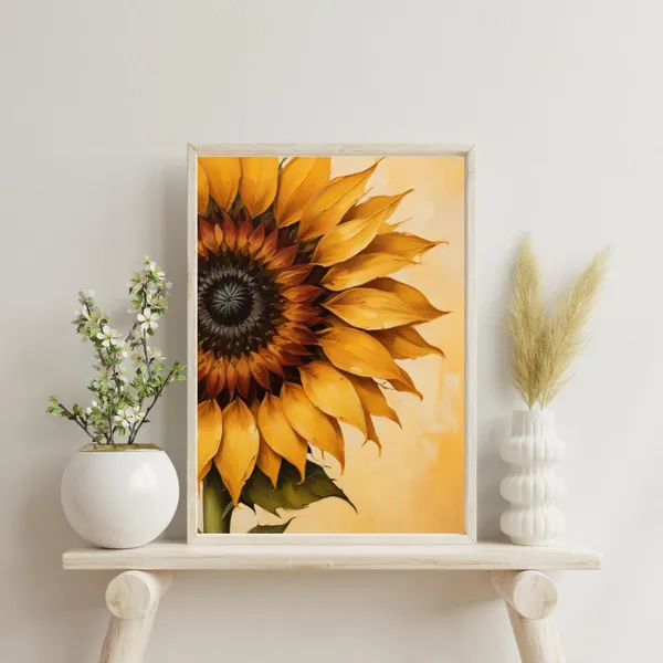 Vintage Sunflower Still Life Art Print, Cottagecore