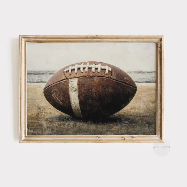 Football Rustic Vintage Oil Painting Art Print
