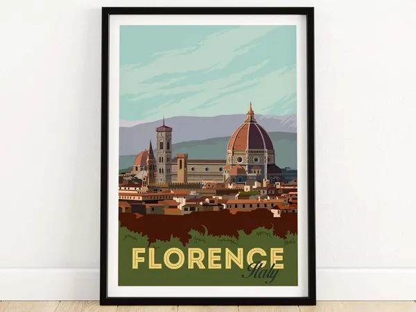 Florence Italy Travel Poster, Italian Wall Art