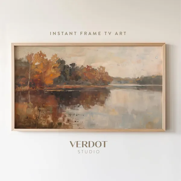 Fall Lake Art Print, Autumn Landscape Decor