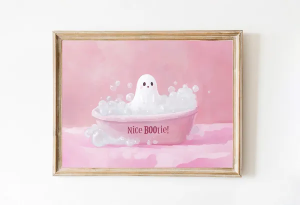 Nice Butt Ghost In Bath Halloween Bathroom Art Print