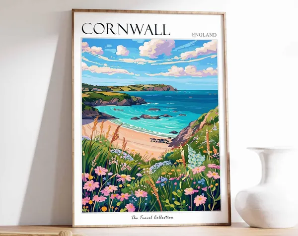Cornwall England Travel Poster, Home Decor Art Print