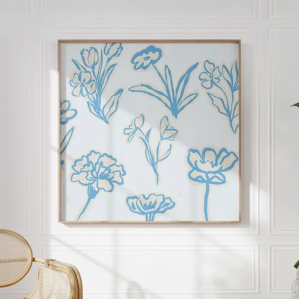 Blue Abstract Delilah Art Print, Trendy Decor