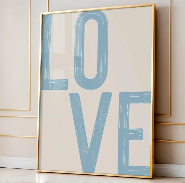 Blue Love Funky Aesthetic Apartment Art Print