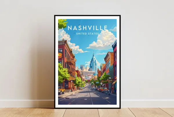 Nashville Travel Poster, United States Travel Art