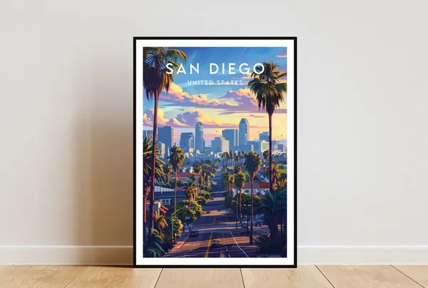 San Diego Travel Poster, California United States