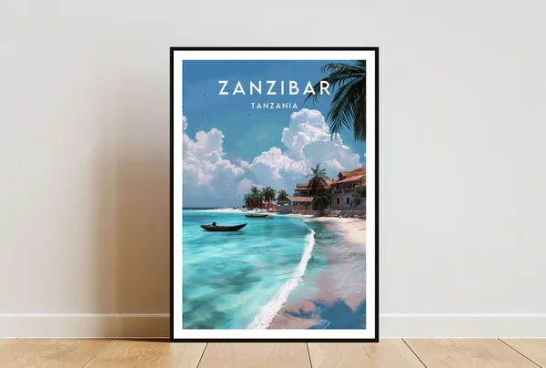 Zanzibar Travel Poster, Tanzania Africa Travel Art
