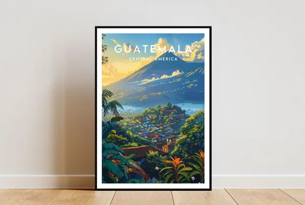 Guatemala Travel Poster, Central America Wall Art