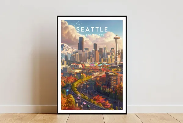 Seattle Travel Poster, Washington United States