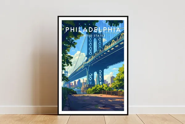 Philadelphia Travel Poster, United States Travel Art