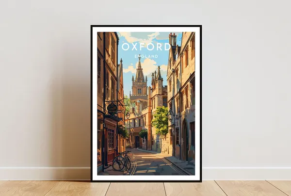 Oxford Travel Poster, England Travel Wall Art
