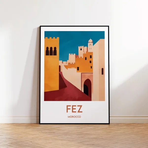 Fez Vintage Travel Poster, Morocco Art Print