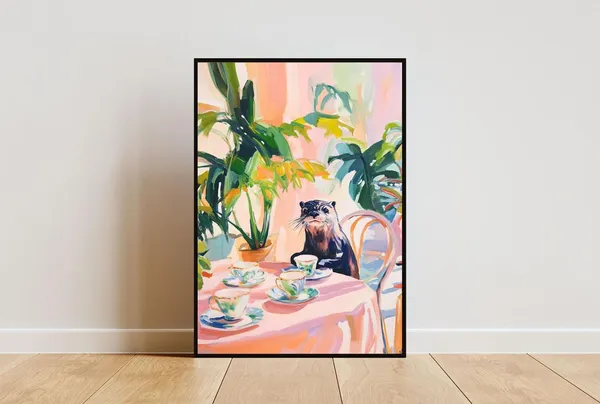 Retro Otter Poster, Vintage Animal Art Print