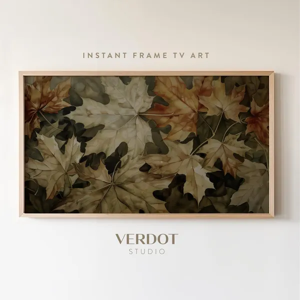 Dark Autumn Leaves Fall Art Print, Moody Decor