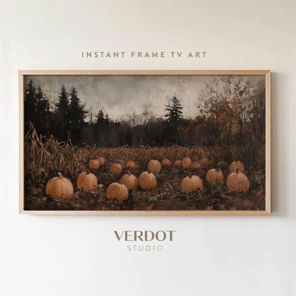 Pumpkin Patch Fall Art Print, Autumn Farm Landscape