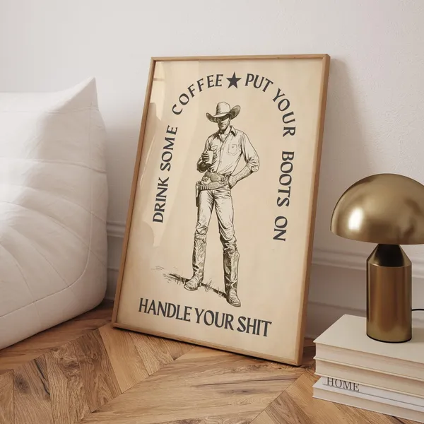 Coffee Cowboy - Vintage Travel Poster