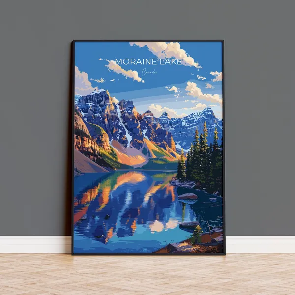 Moraine Lake Travel Poster, Alberta Canada Art Print