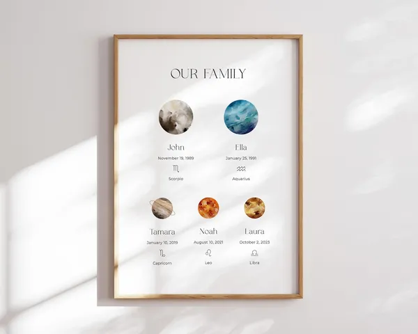 Personalized Family Zodiac Sign Poster Print