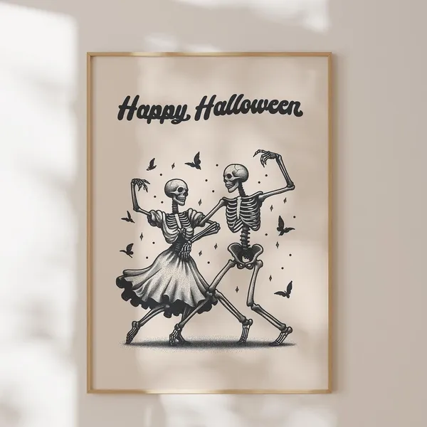Dancing Skeletons Funny Halloween Poster