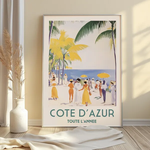 Cte Dazur Vintage French Riviera Travel Poster