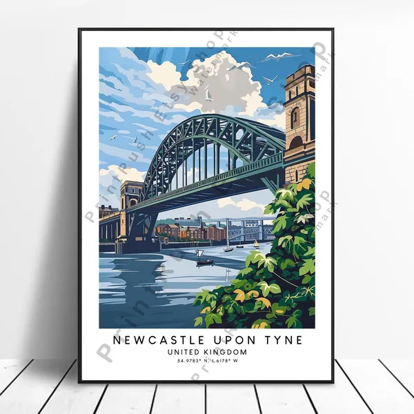 Newcastle Upon Tyne Travel Poster, Wall Art Print