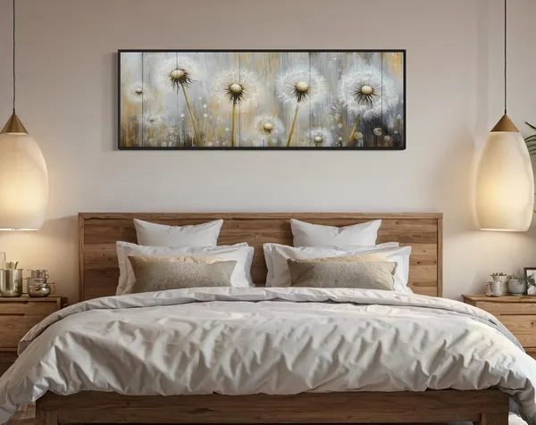 Rustic Dandelion Panoramic Art Print, Countryside Scene
